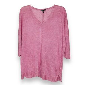 EILEEN FISHER Primrose Purple Pink Linen Delave Jersey Long Boxy Sweater Top S
